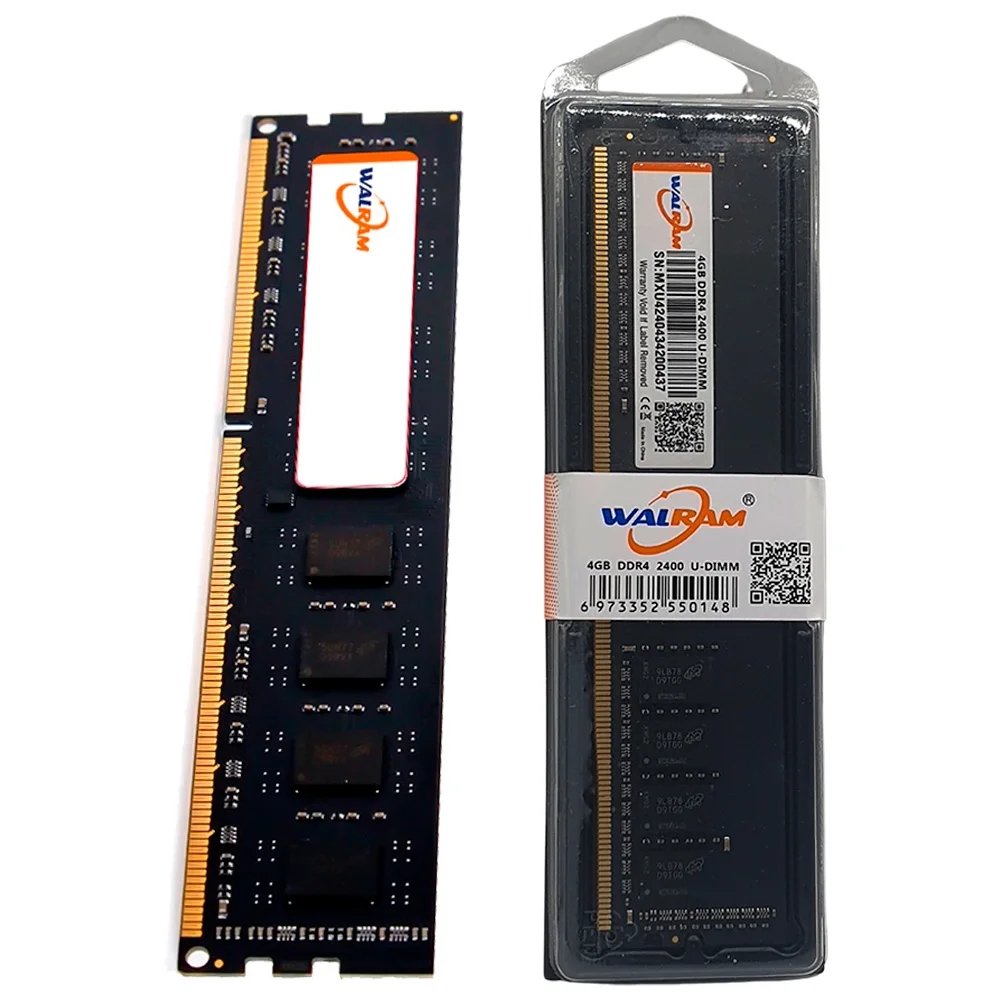 Memória Ram Desktop 4gb, 2400mhz, Ddr4, U-dimm Walram, Preta