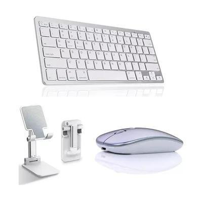 Teclado Bluetooth + Mouse Bluetooth + Suporte Para Tab A9 + Cor Branco
