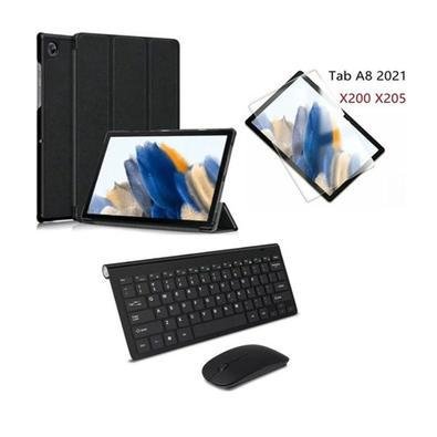 Capa C/ Teclado E Mouse + Película P/ Tablet Galaxy A8 X200