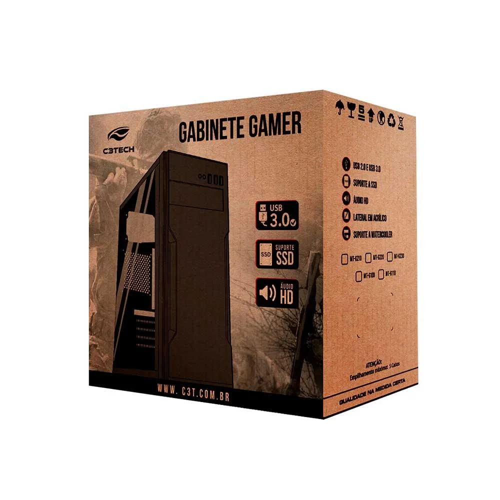 Imagem 5 de 5 do produto Gabinete Gamer C3tech Mt-g100bk Sem Fonte Preto