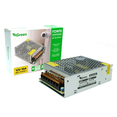 Fonte Chaveada 12v 10a 120w Bivolt Gabinete Metalico 044-6302 Green