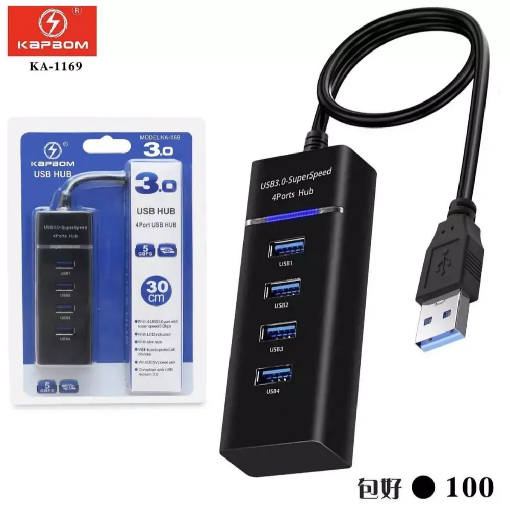 Imagem 5 de 5 do produto Hub Usb 3.0 Com 4 Portas Alta Velocidade 5.0 Gbps Uh-30 Preto