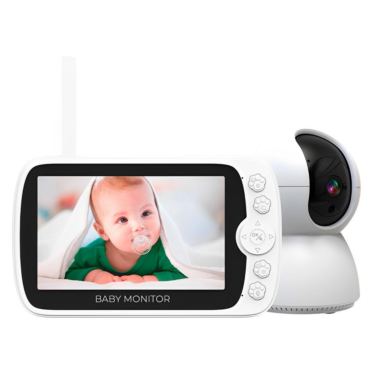 Babá Eletrônica Babymonitor Tela 5" Câmera 2.4ghz Branca