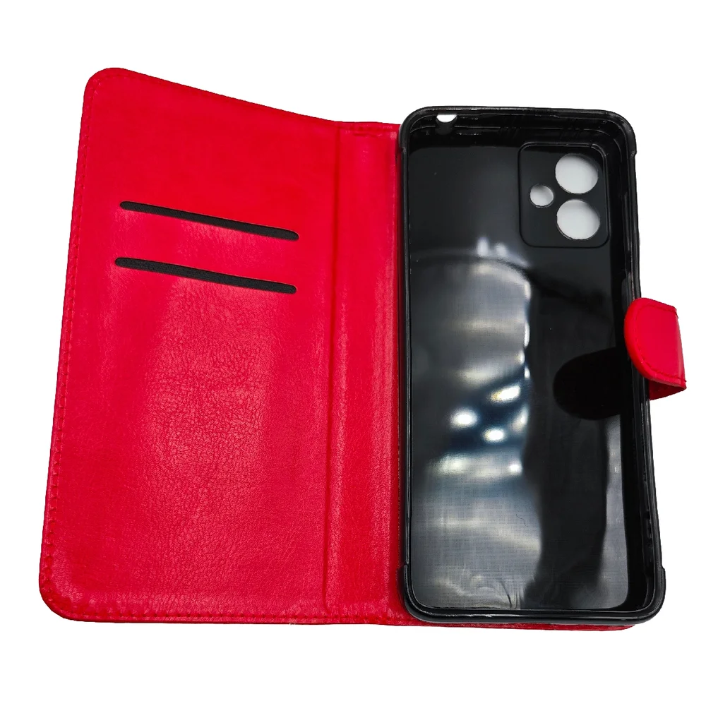 Imagem 2 de 3 do produto Capa Capinha Compatível Com Motorola Moto G55 5g Tela 6.5 Carteira Lisa Diversas Cores Cor:vermelho