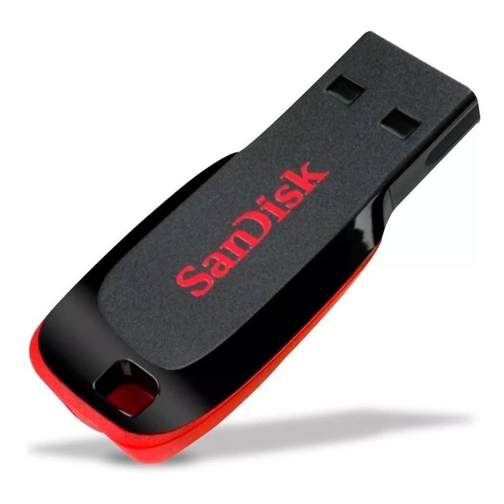 Imagem 2 de 2 do produto Pendrive Sandisk Cruzer Blade 64gb 2.0 Preto E Vermelho