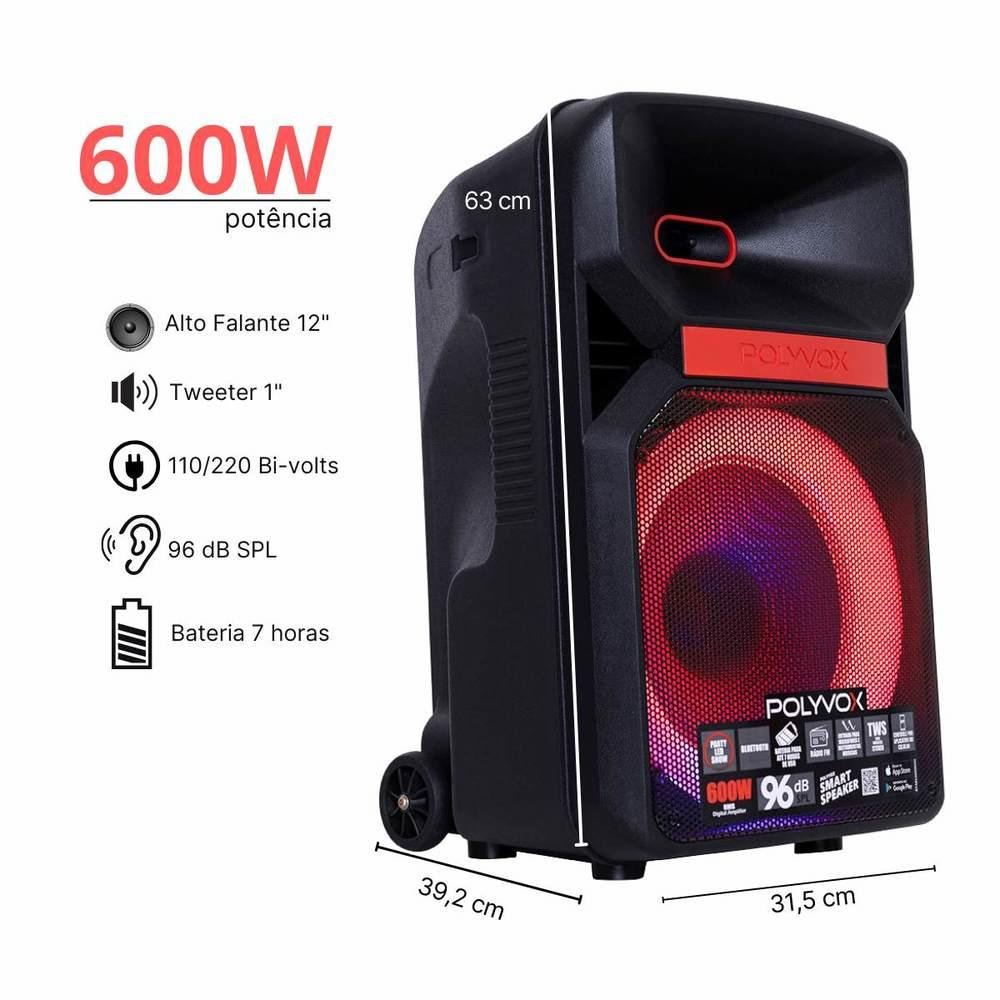 Imagem 2 de 3 do produto Caixa De Som Bluetooth Xc-812t 600w  + Tripés + Mic S/ Fio