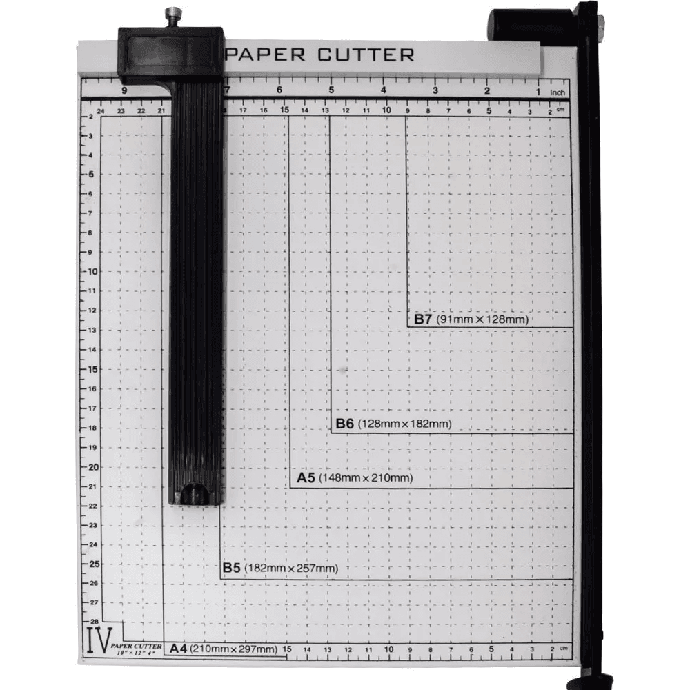 Imagem 1 de 4 do produto Guilhotina Lorben Base Metálica 30cm 10 Folhas Papel A4 B5 A5 B6 B7 Corte Reto