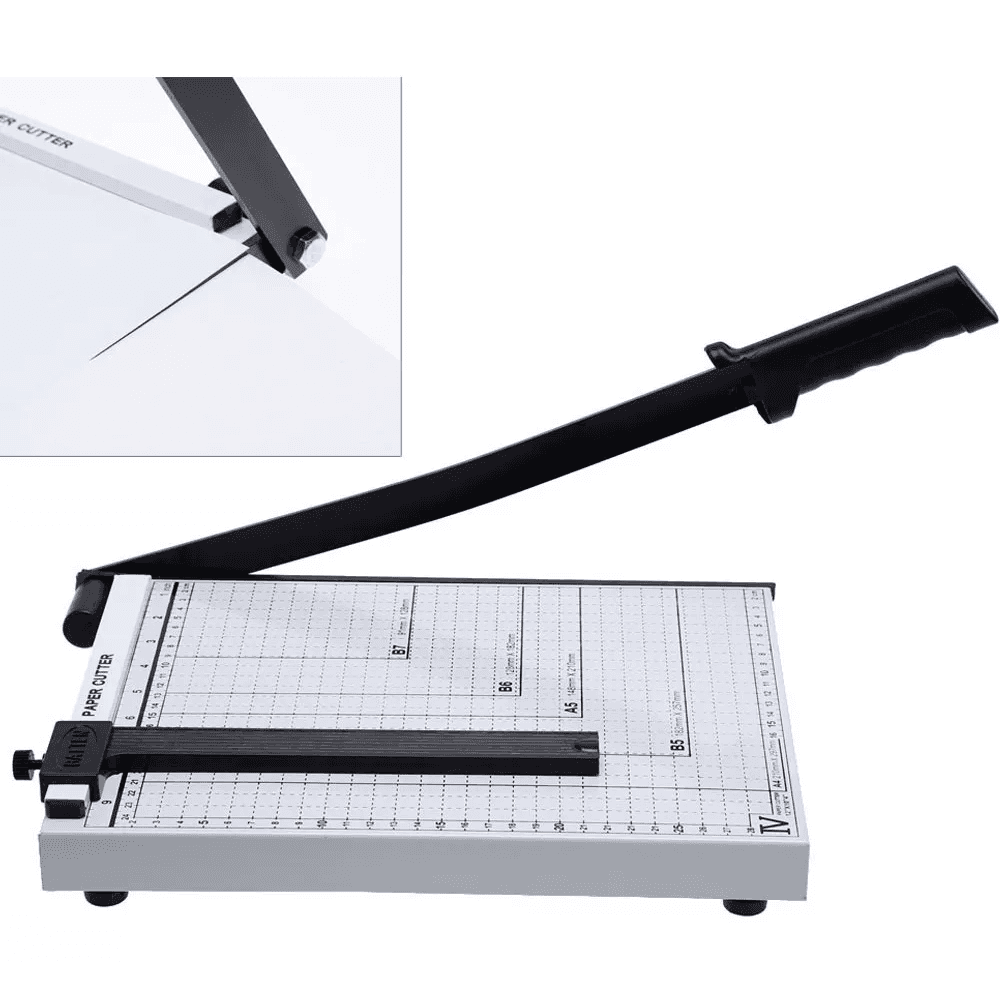 Imagem 2 de 4 do produto Guilhotina Lorben Base Metálica 30cm 10 Folhas Papel A4 B5 A5 B6 B7 Corte Reto