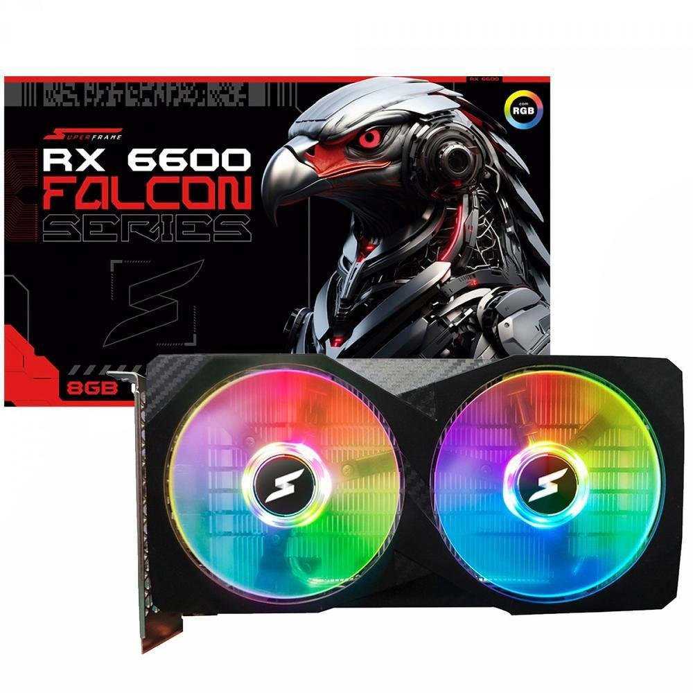 Placa De Vídeo Superframe Amd Radeon Rx 6600 Falcon, 8GB, Gddr6, RGB ...