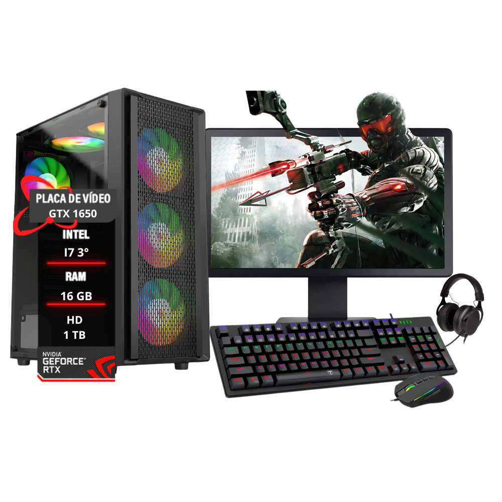 PC Gamer Completo I7 3° Gtx 1050 Ram 16gb Hd 1TB SSD 120GB