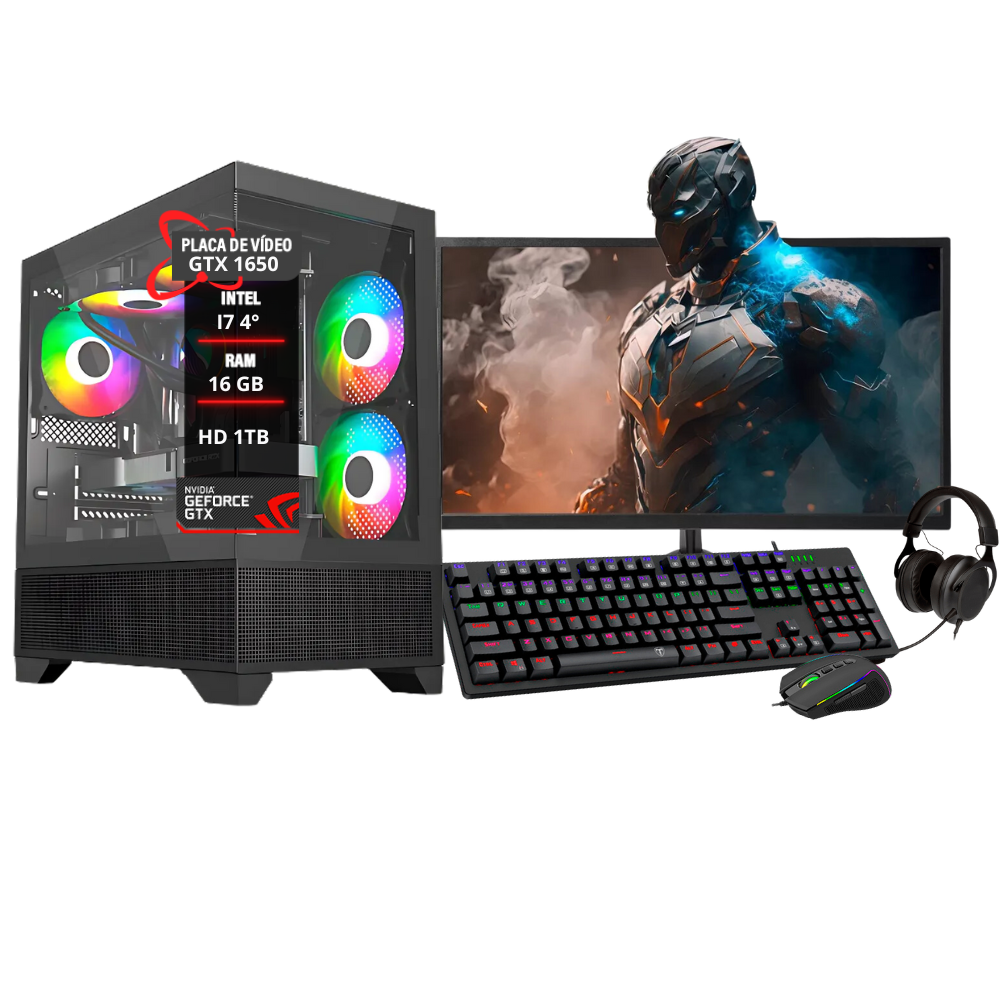 PC Gamer Completo I7 Placa Gtx 1650 16gb Hd 1TB SSD 240GB