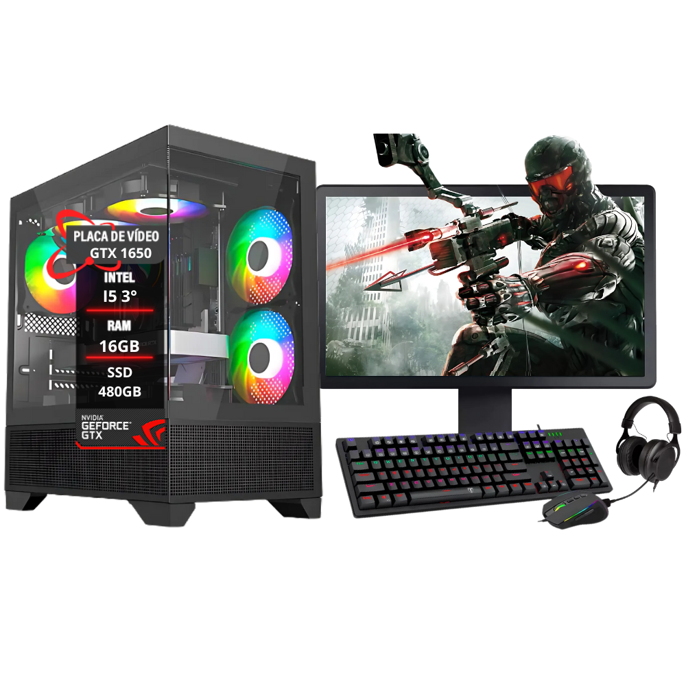 PC Gamer Completo I5 3º Gtx1050 Memória 16gb SSD 480GB