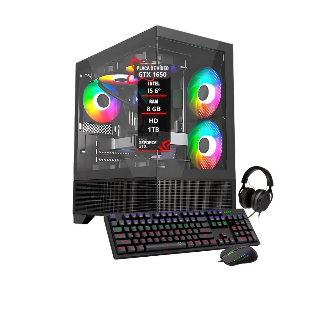 PC Gamer I5 6º Placa Gtx 1650 8GB Memoria Hd 1TB SSD 240GB
