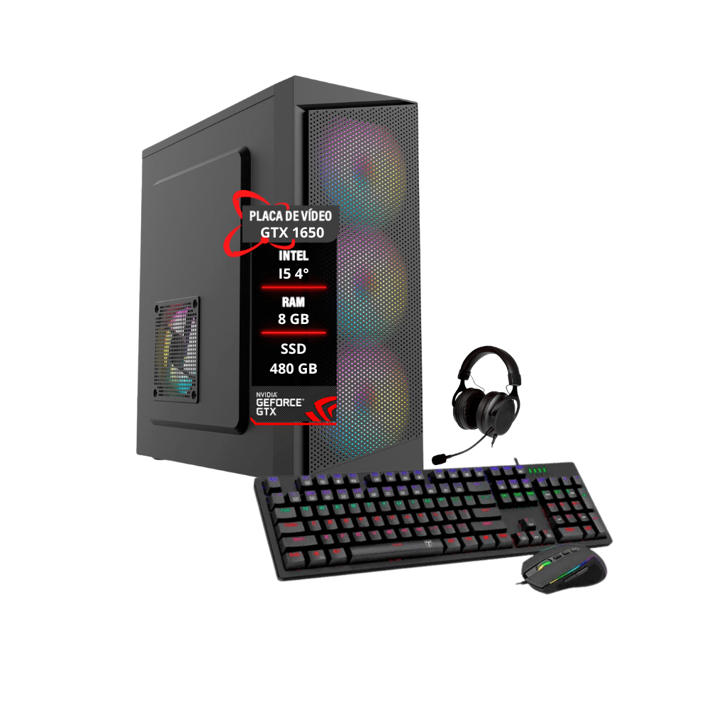 PC Gamer Intel Core I5 4° 8GB Memoria Placa Gtx1650 SSD480GB