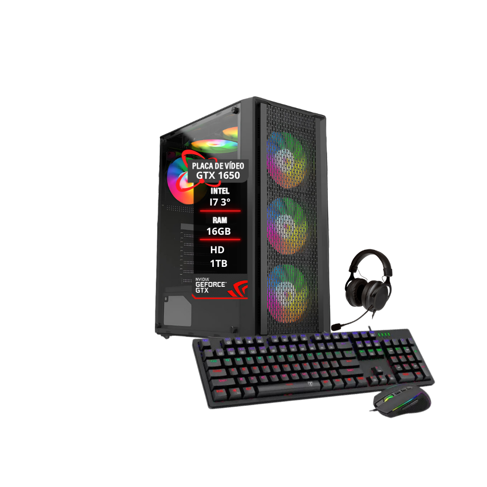 PC Gamer Intel I7 Placa Gtx 1650 Memoria 16gb Hd1TB SSD120GB