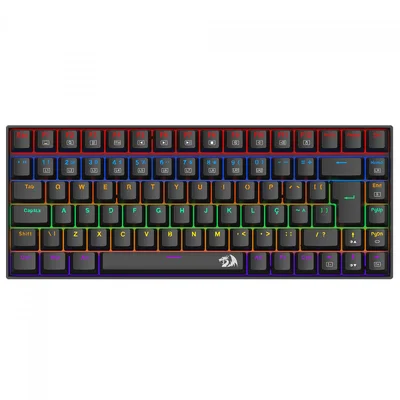 Teclado Gamer Mecânico Redragon Phantom Rainbow, Usb, Switch Brown, Abnt2, 75%, Preto, K629-kb (pt-brown)