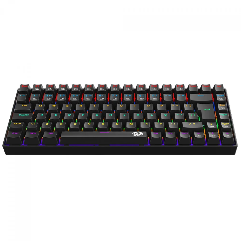 Imagem 2 de 5 do produto Teclado Gamer Mecânico Redragon Phantom Rainbow, Usb, Switch Brown, Abnt2, 75%, Preto, K629-kb (pt-brown)
