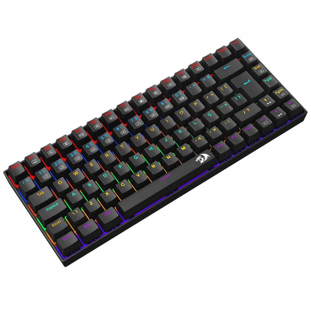 Imagem 5 de 5 do produto Teclado Gamer Mecânico Redragon Phantom Rainbow, Usb, Switch Brown, Abnt2, 75%, Preto, K629-kb (pt-brown)