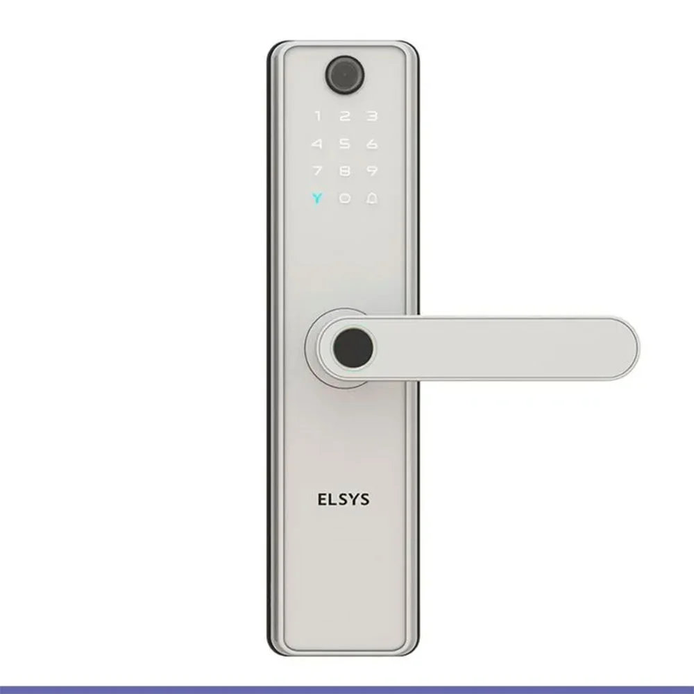 Fechadura Digital Sax De Embutir Elsys Com Camera Wi-fi E Abertura Biometrica Prata