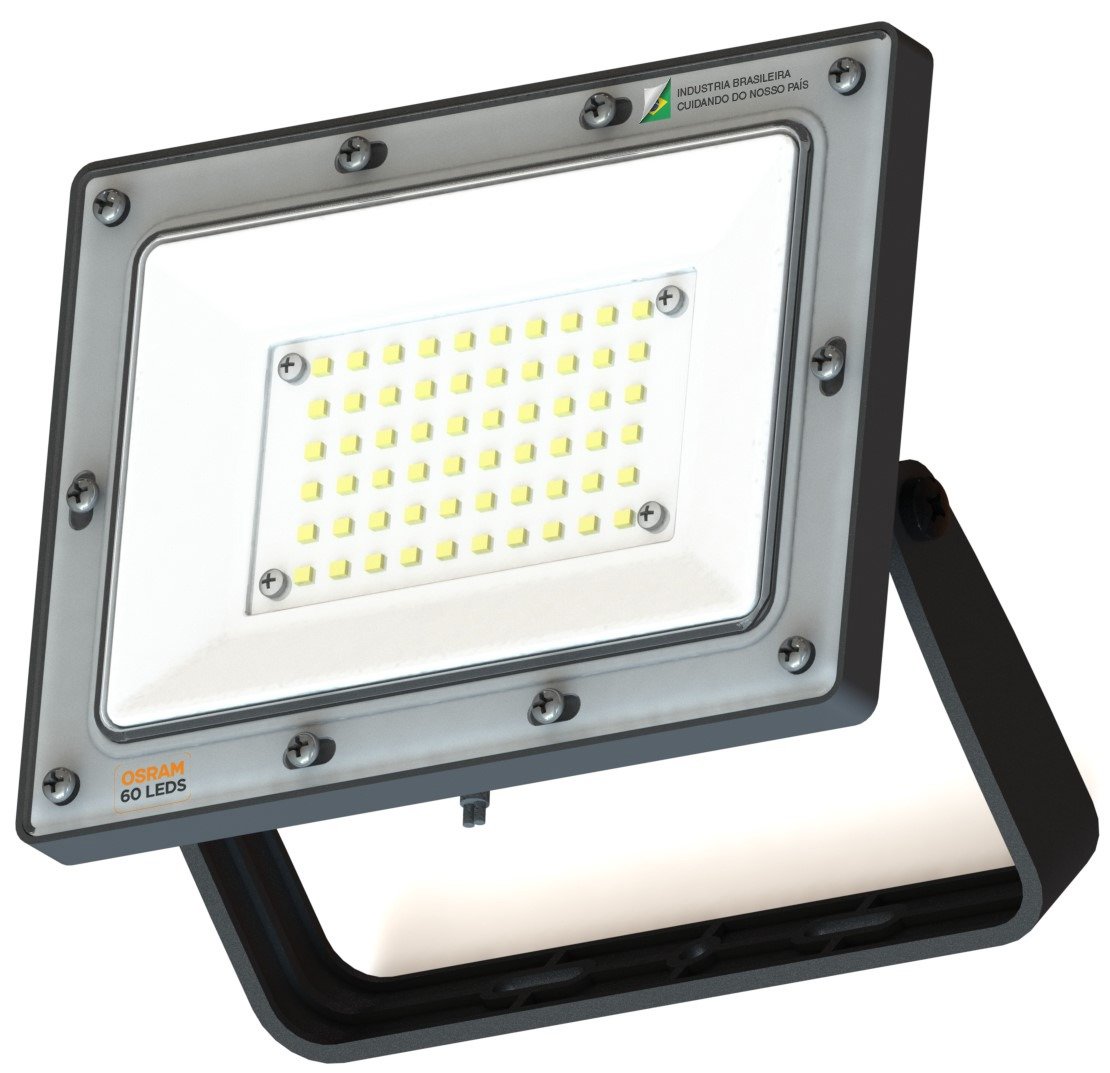 Refletor 50w LED Osram 4500lm Bivolt Ip66 Slim 6500k Resistente A Agua