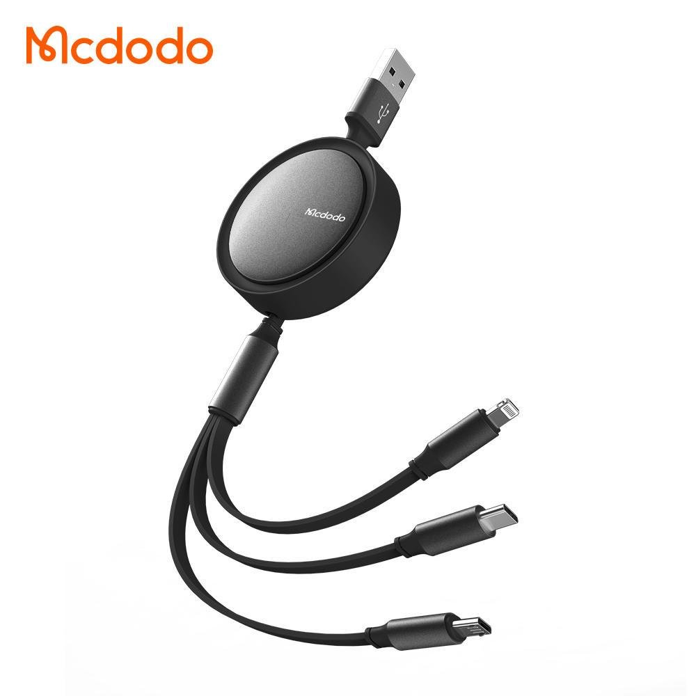 Imagem 3 de 5 do produto Cabo Carregador E Dados Retrátil 3in1 3a 1,2m Mcdodo