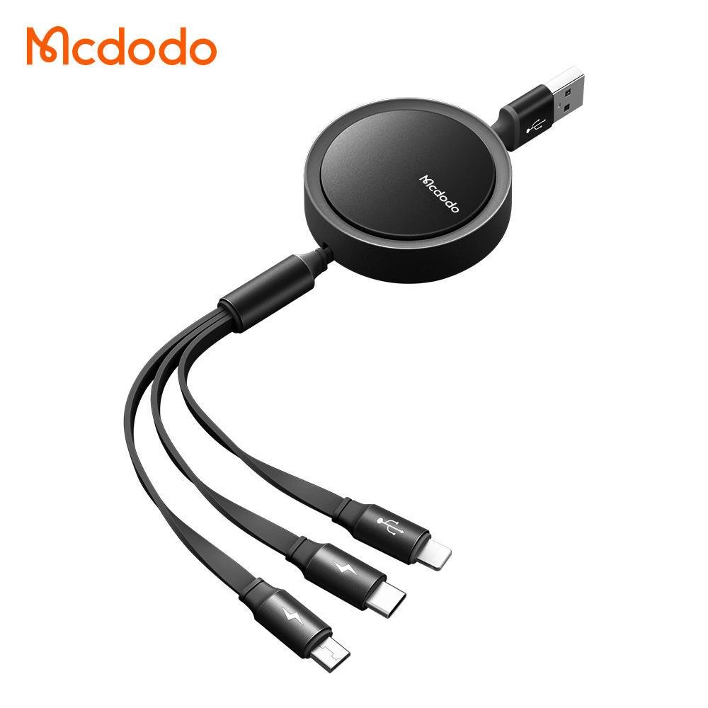 Imagem 4 de 5 do produto Cabo Carregador E Dados Retrátil 3in1 3a 1,2m Mcdodo