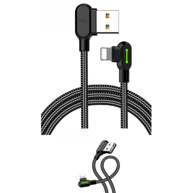 Cabo Carregador E Dados Iphone Gamer 90º 3a Lightning 1,8m