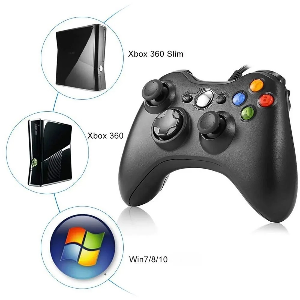 Imagem 2 de 5 do produto Joystick Com Fio Compatível XBOX 360 E PC Dupla Vibração