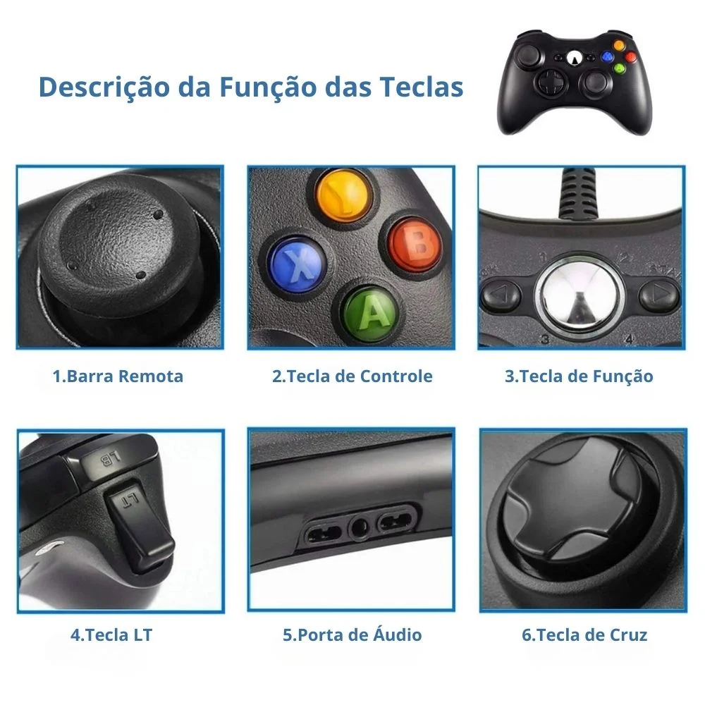 Imagem 4 de 5 do produto Joystick Com Fio Compatível XBOX 360 E PC Dupla Vibração