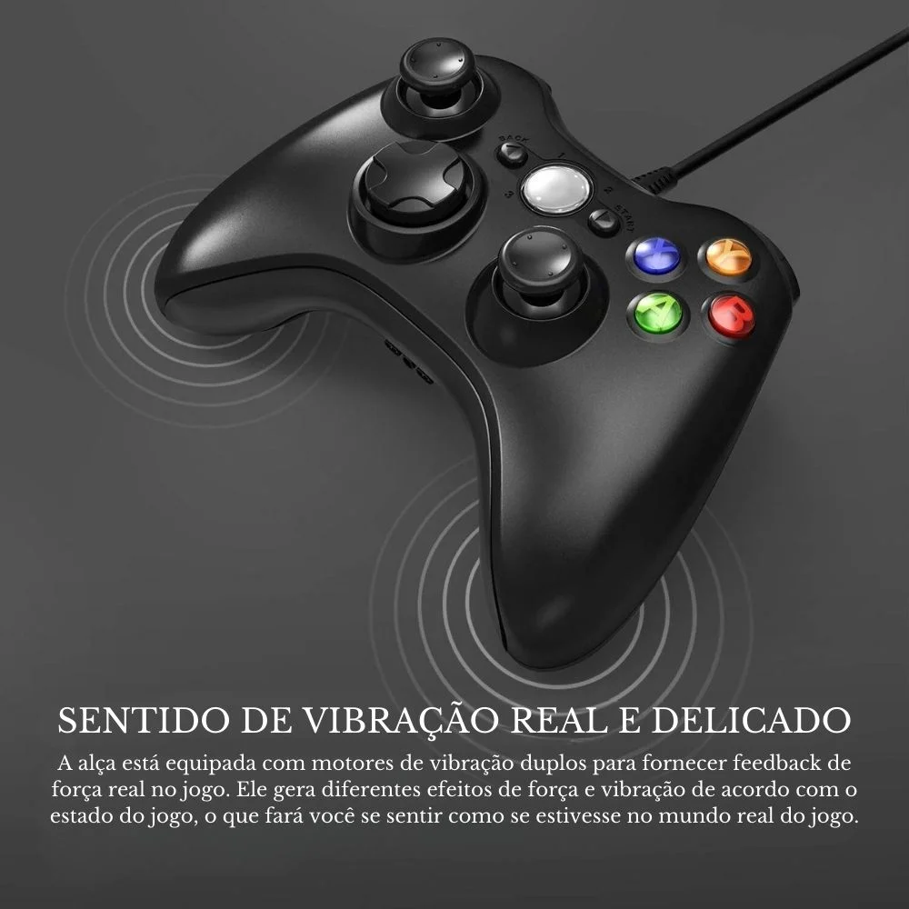Imagem 5 de 5 do produto Joystick Com Fio Compatível XBOX 360 E PC Dupla Vibração