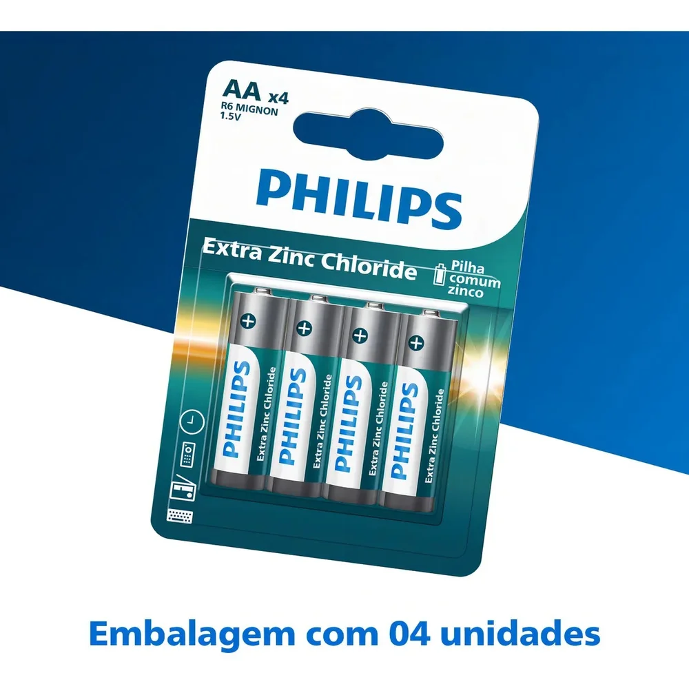 Pilha Zinco Philips Aa R03l4b/59 4 Und