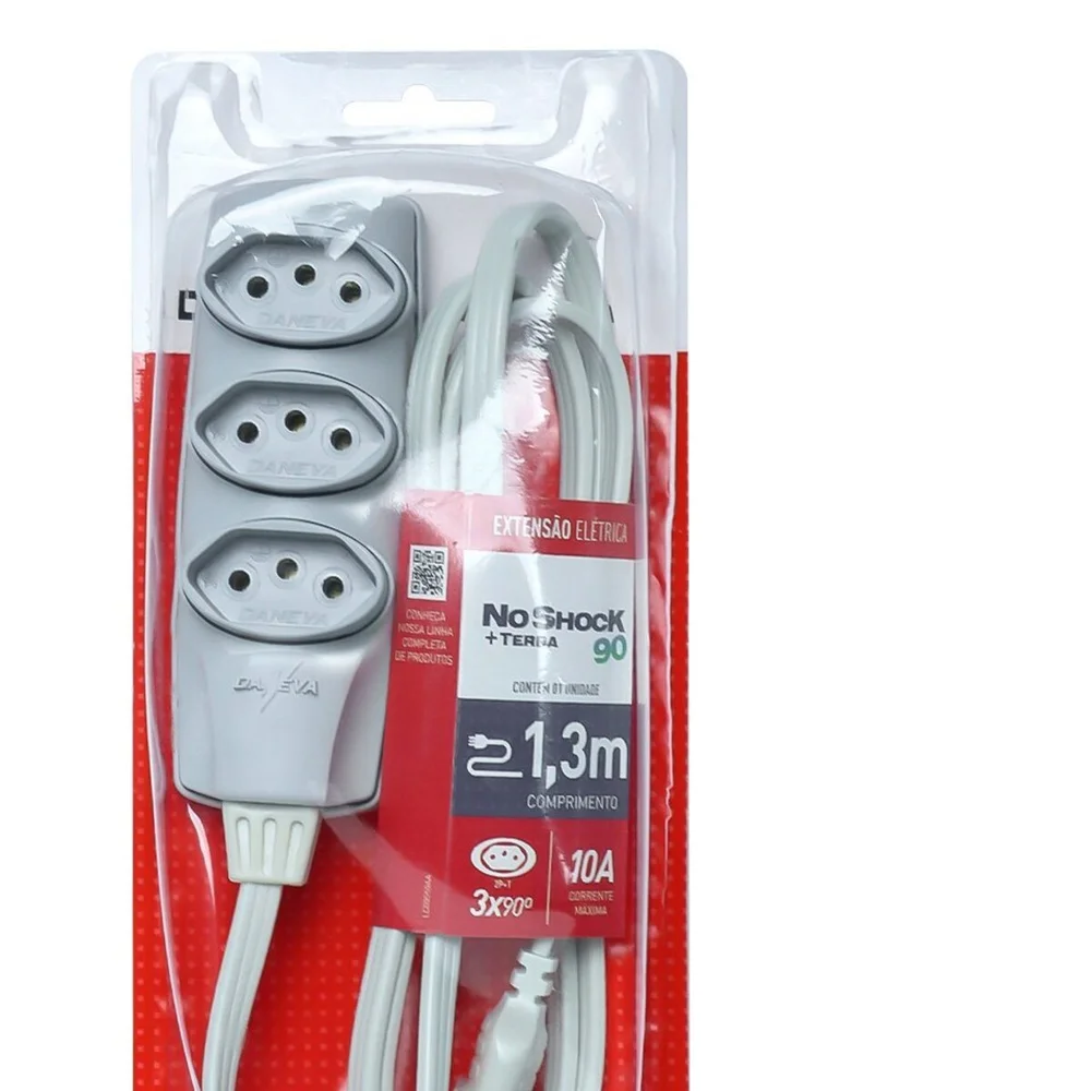 Imagem 3 de 5 do produto Extensao Noshock 90 Pp 3x0,75 2p+t 10a Cinza 1,3 Metros Dn1905