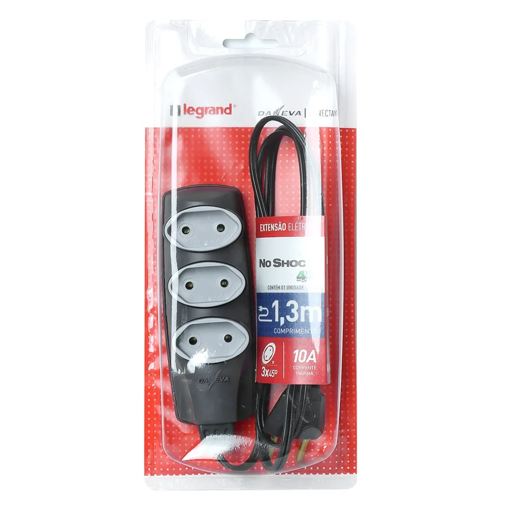 Extensao Noshock 90 Pl 2x0,75 2p 10a Grafite 1,3 Metros Dn1904 Extensao Noshock 90 Pl 2x0,75 2p 10a Grafite 1,3 Metros Dn1904