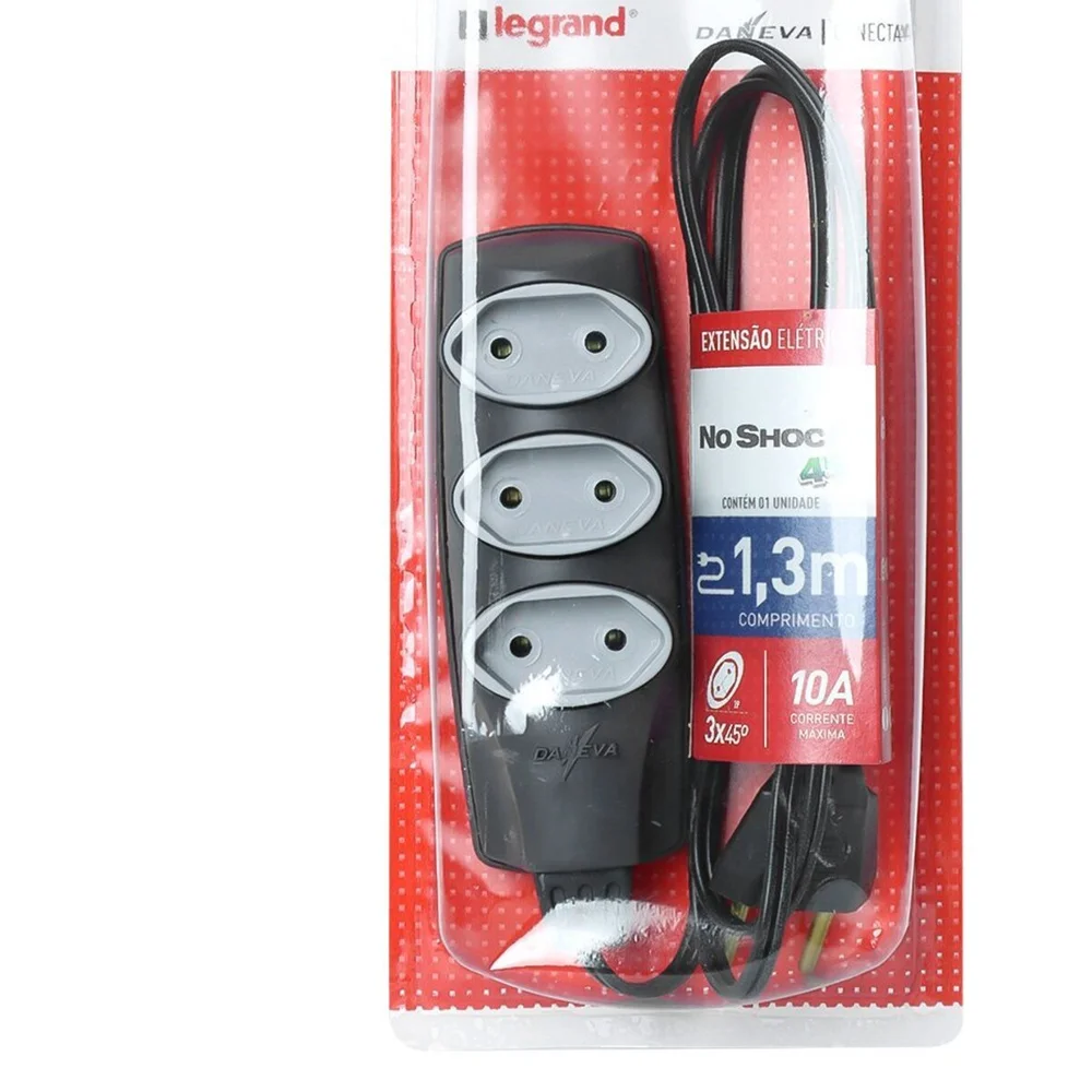 Extensao Noshock 90 Pl 2x0,75 2p 10a Grafite 1,3 Metros Dn1904 Extensao Noshock 90 Pl 2x0,75 2p 10a Grafite 1,3 Metros Dn1904