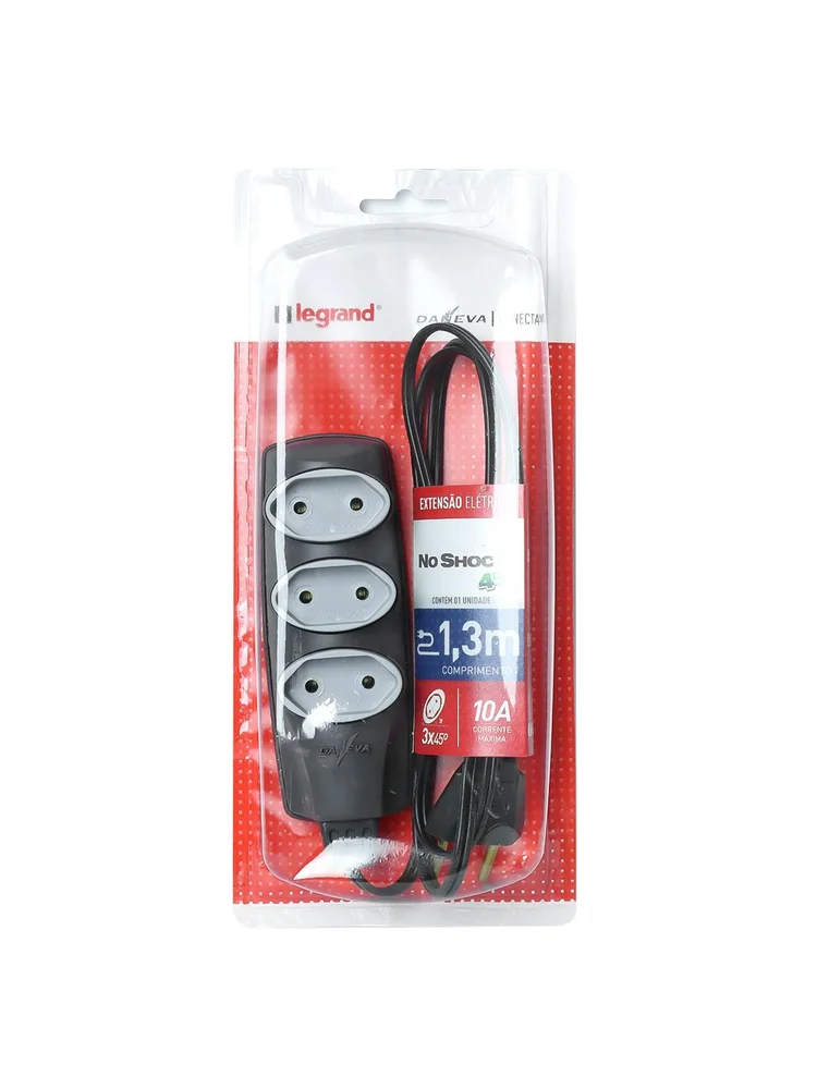 Extensao Noshock 90 Pl 2x0,75 2p 10a Grafite 1,3 Metros Dn1904 Extensao Noshock 90 Pl 2x0,75 2p 10a Grafite 1,3 Metros Dn1904
