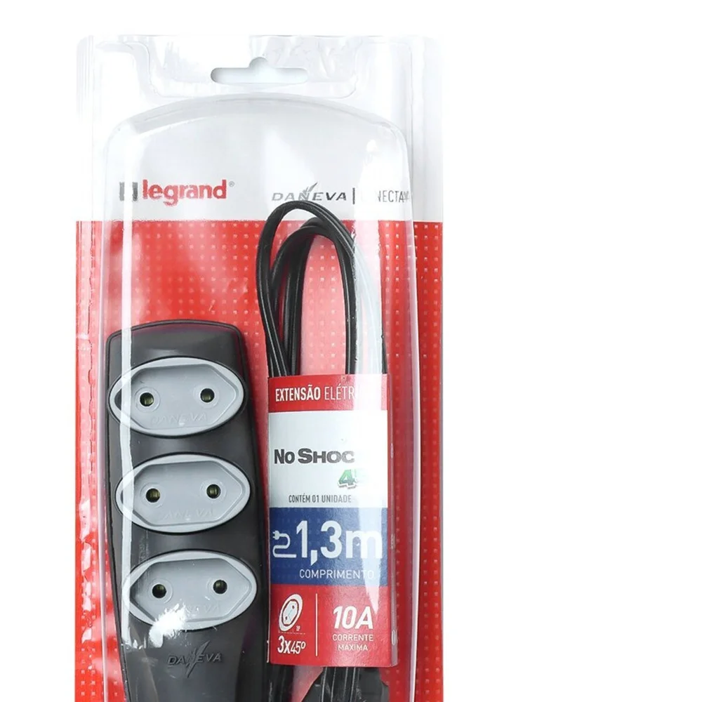 Extensao Noshock 90 Pl 2x0,75 2p 10a Grafite 1,3 Metros Dn1904 Extensao Noshock 90 Pl 2x0,75 2p 10a Grafite 1,3 Metros Dn1904