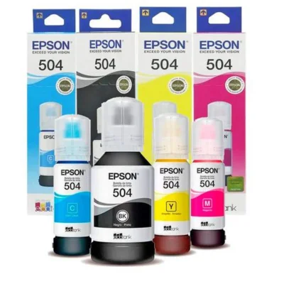Kit 4 Refis de Tinta Epson 504 CMYK, para Impressoras L4150, L4160, L6161, L6171, L14150