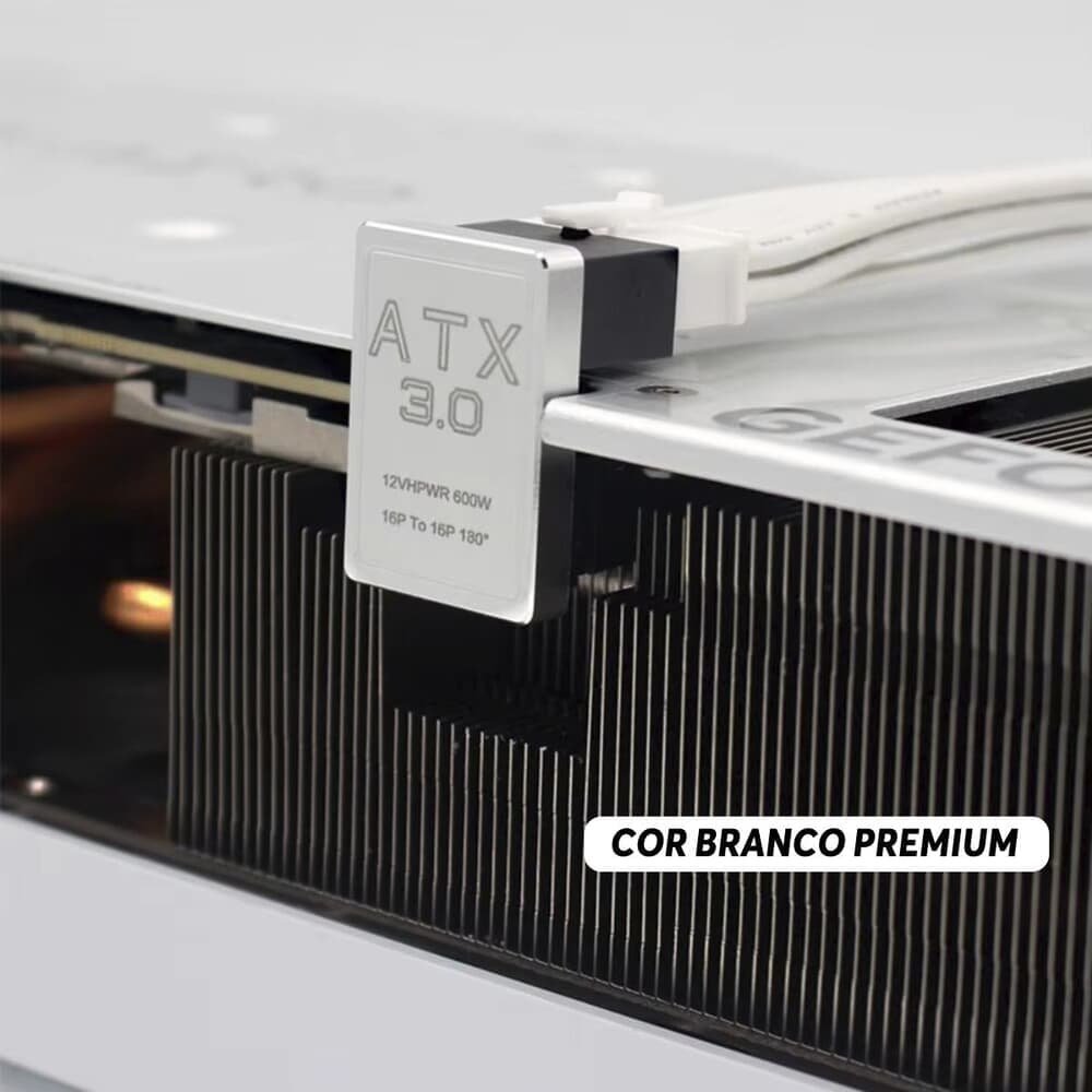 Imagem 2 de 4 do produto Adaptador Energia PCie 5.0 12vhpwr 16 Pinos Ângulo 180 Graus Para Placa De Video Gpu Vga 600w Modelo: Positivo