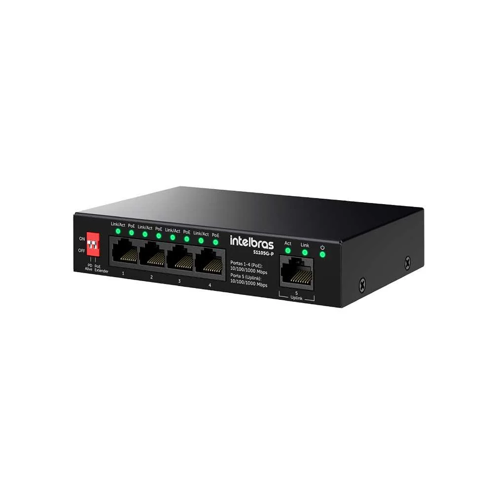 Imagem 3 de 5 do produto Switch Intelbras S1105g-p, 4p Gigabit Poe, 1p Uplink - 4760130