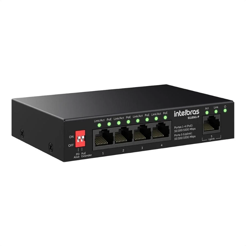 Imagem 5 de 5 do produto Switch Intelbras S1105g-p, 4p Gigabit Poe, 1p Uplink - 4760130