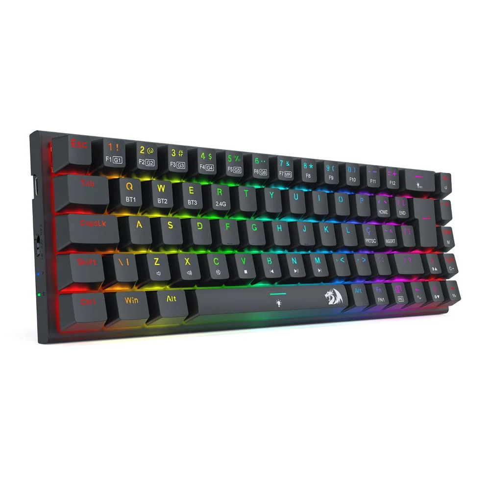 Imagem 2 de 5 do produto Teclado Mecanico Gamer Ryze Pro RGB Wireless Switch Brown Redragon K633RGB-pro Preto