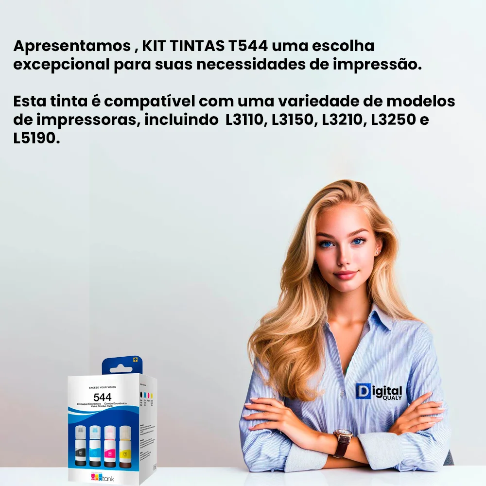 Kit 04 Tintas L3250 L3210 T544 L3150 - Kit 04 Cores Kit 04 Tintas L3250 L3210 T544 L3150 - Kit 04 Cores