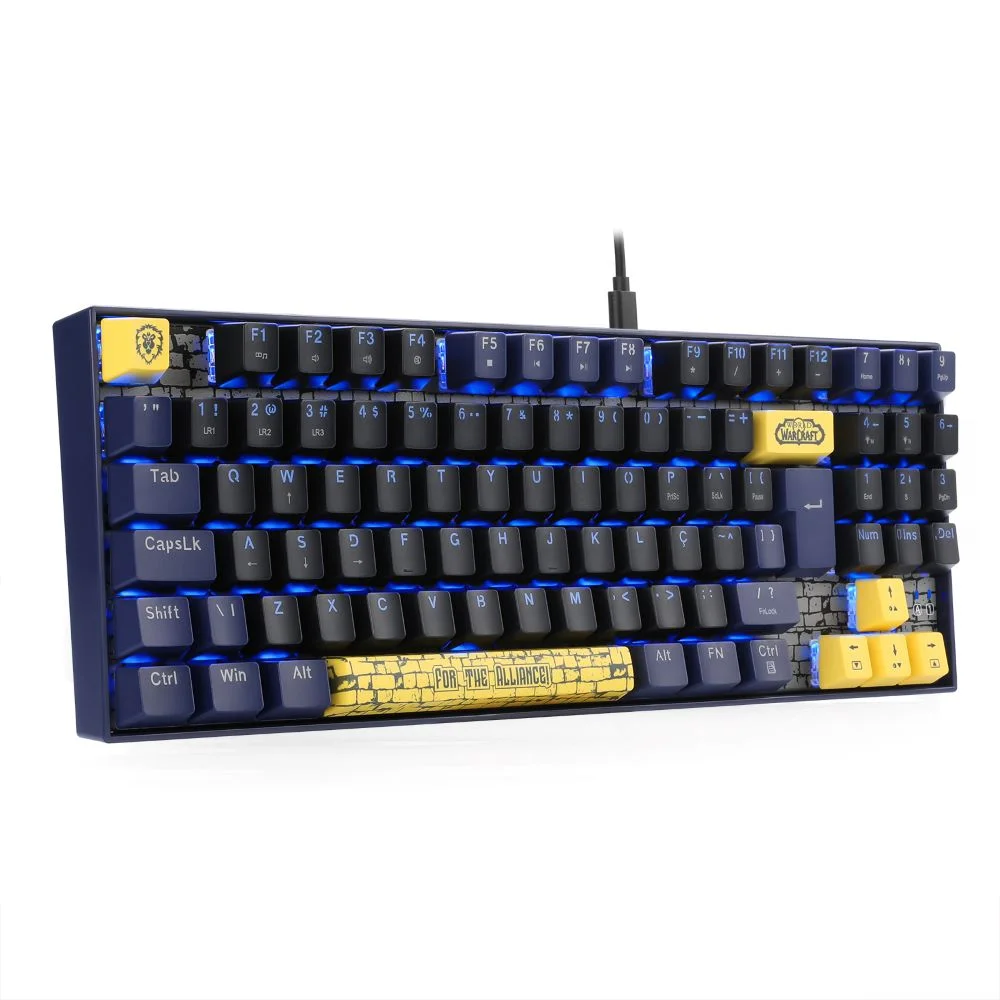 Imagem 2 de 5 do produto Teclado Redragon World Of Warcraft Aliança Preto E Azul Switch Blizzard LED Azul