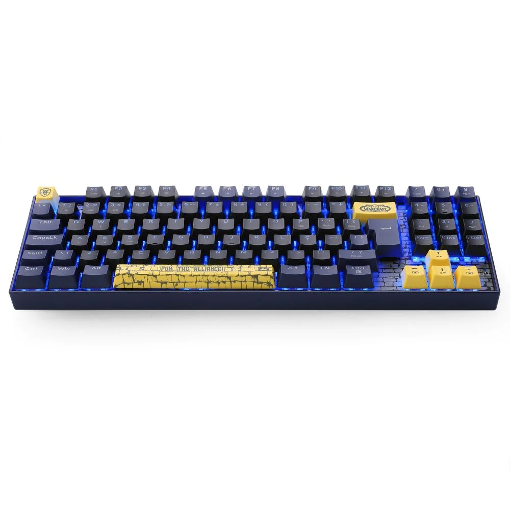 Imagem 3 de 5 do produto Teclado Redragon World Of Warcraft Aliança Preto E Azul Switch Blizzard LED Azul