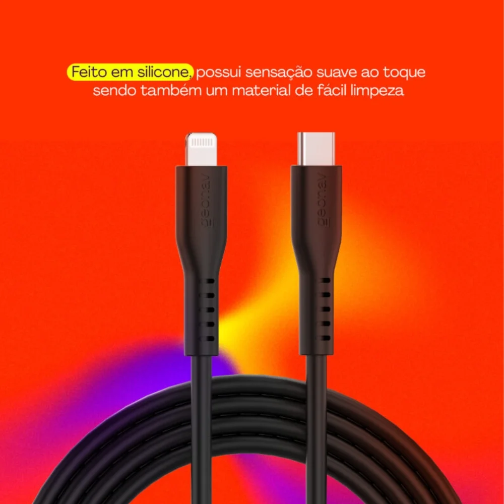 Imagem 3 de 5 do produto Cabo Usb-c Para Lightning Mfi Em Silicone 1,5m Geonav