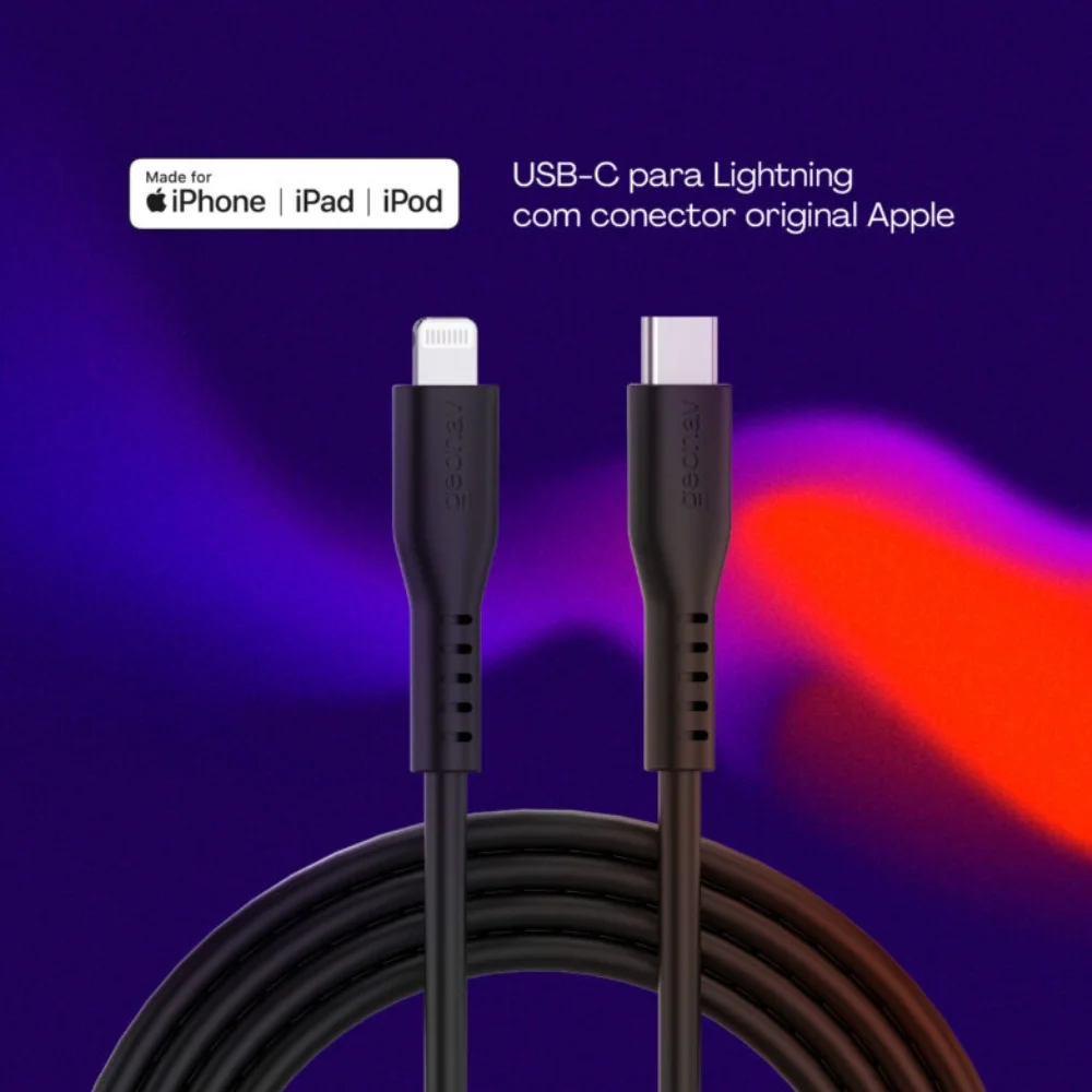 Imagem 4 de 5 do produto Cabo Usb-c Para Lightning Mfi Em Silicone 1,5m Geonav