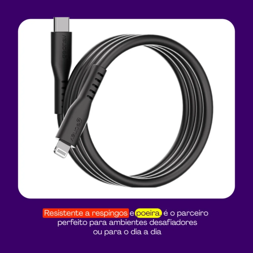 Imagem 5 de 5 do produto Cabo Usb-c Para Lightning Mfi Em Silicone 1,5m Geonav