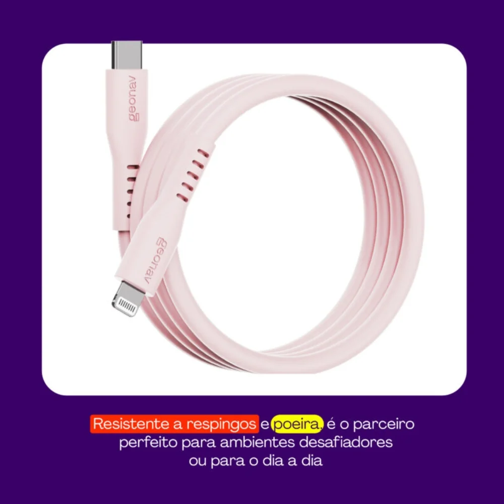 Imagem 2 de 5 do produto Cabo Usb-c Para Lightning Mfi Em Silicone 1,5m Geonav