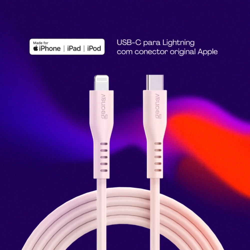 Imagem 3 de 5 do produto Cabo Usb-c Para Lightning Mfi Em Silicone 1,5m Geonav