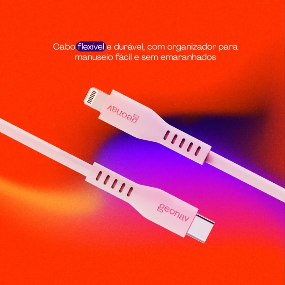 Imagem 4 de 5 do produto Cabo Usb-c Para Lightning Mfi Em Silicone 1,5m Geonav